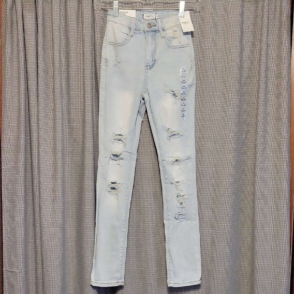 Women's Light Blue Distressed Jeans